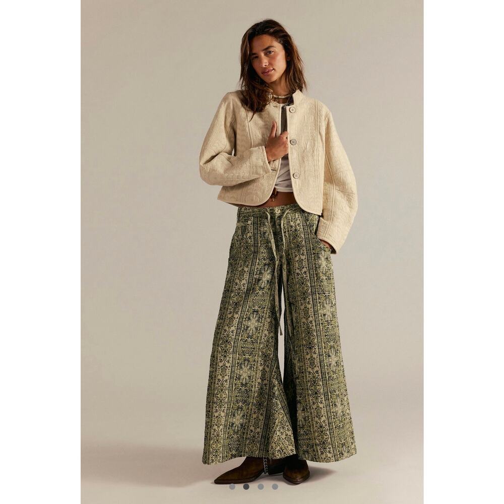 Free People Dahlia Wide-Leg Pants | Lemongrass Combo | Size 8